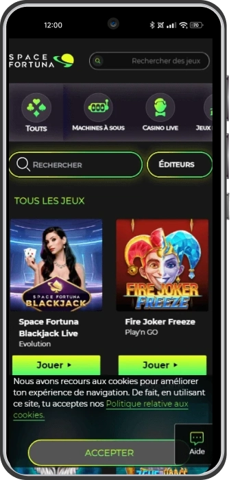 spacefortuna casino mobile